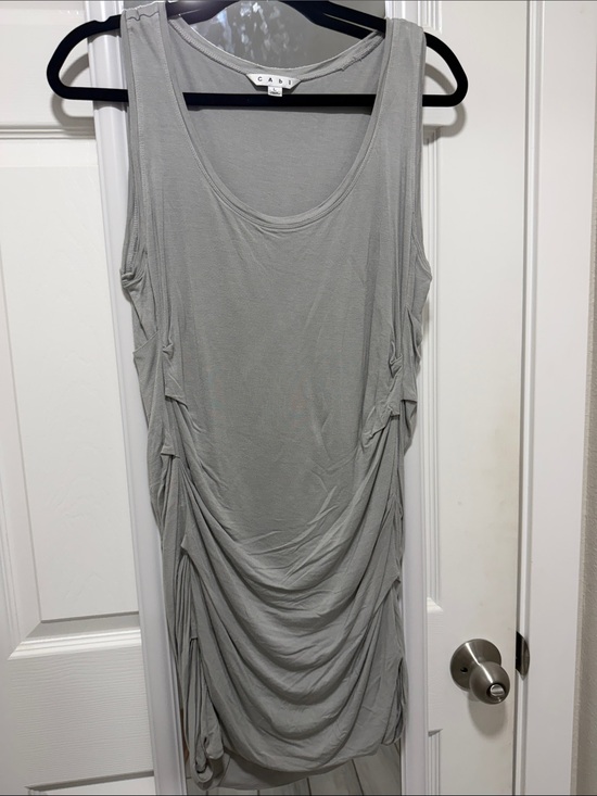 CAbi Dresses & Skirts - CAbi Light Gray Ruched Tank Dress